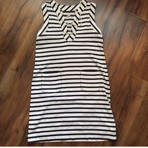 Kate Spade Jersey Stripe Lace Up Dress